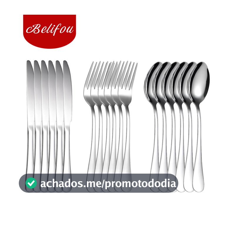 Belifou Kit Faqueiro Jogo de Talheres 18 Peças Talheres Prata de Aço Inoxidável Garfo Colher Faca