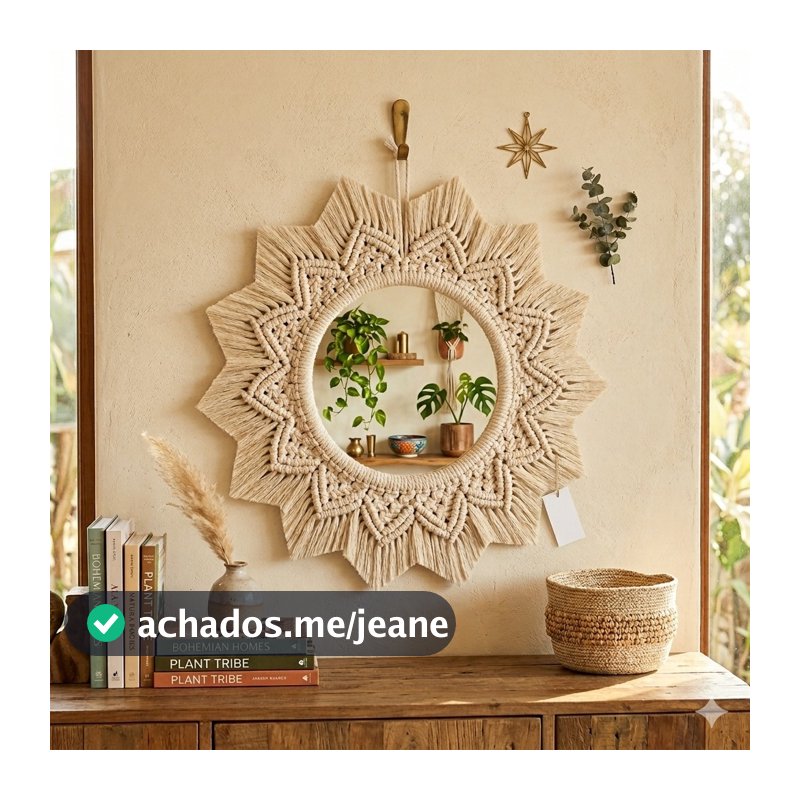 Espelho decorativo em macrame mandala boho
