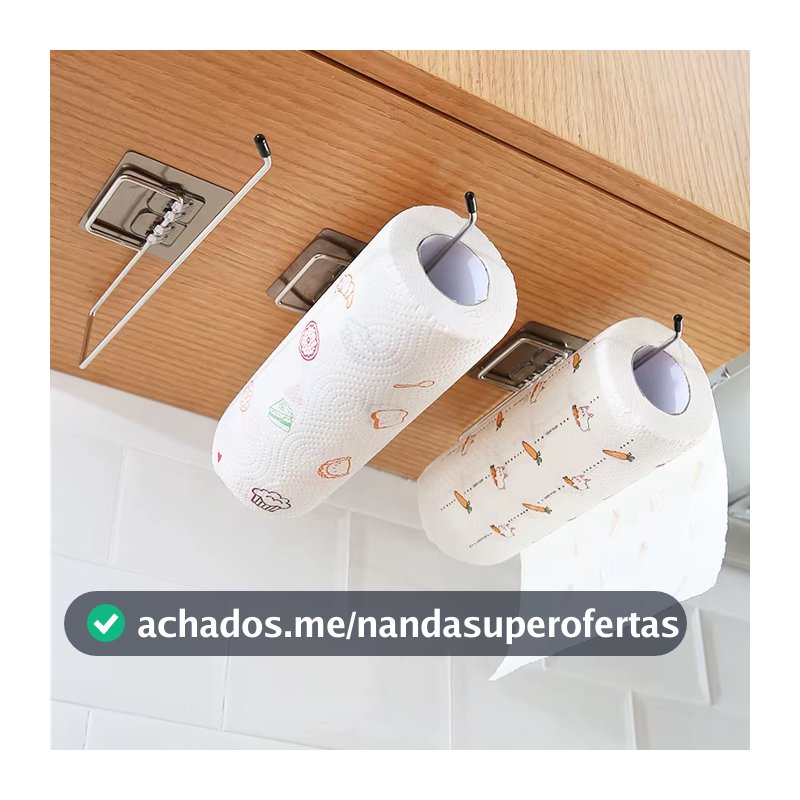 Suporte Porta Papel Toalha de Parede Inox Autoadesivo Kit Até 3