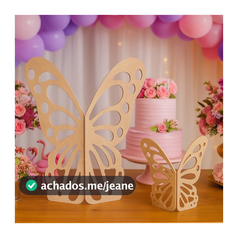 Kit Painel 2Pç Borboleta Com Dobradiça 70Cm / 30Cm Em MDF Para Decoração De Festa Envio Imediato