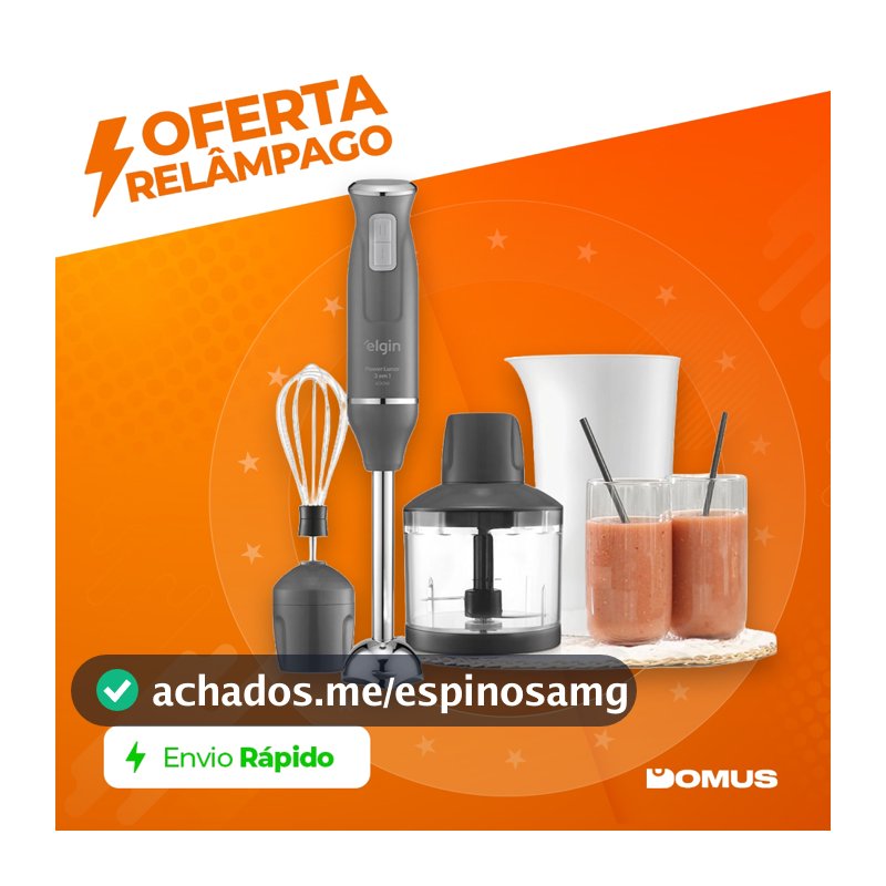 Mixer 3 em 1 Power Inox Lunar Elgin 600W Processador