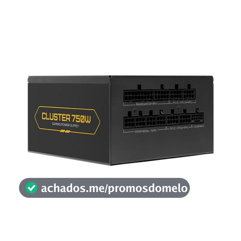 Fonte Pichau Cluster, 750W, PCIe 5.0, Full Modular, 80 Plus Gold, Preto, PG-CL750-BK01