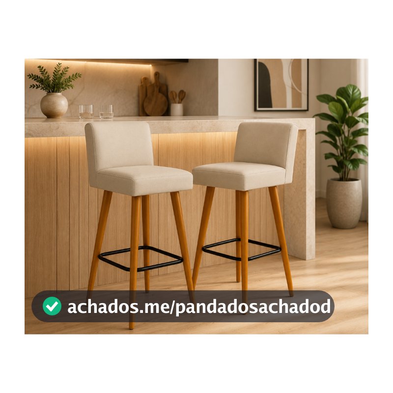 kit 02 banquetas alta decorativa com encosto para cozinha balcão e bistro