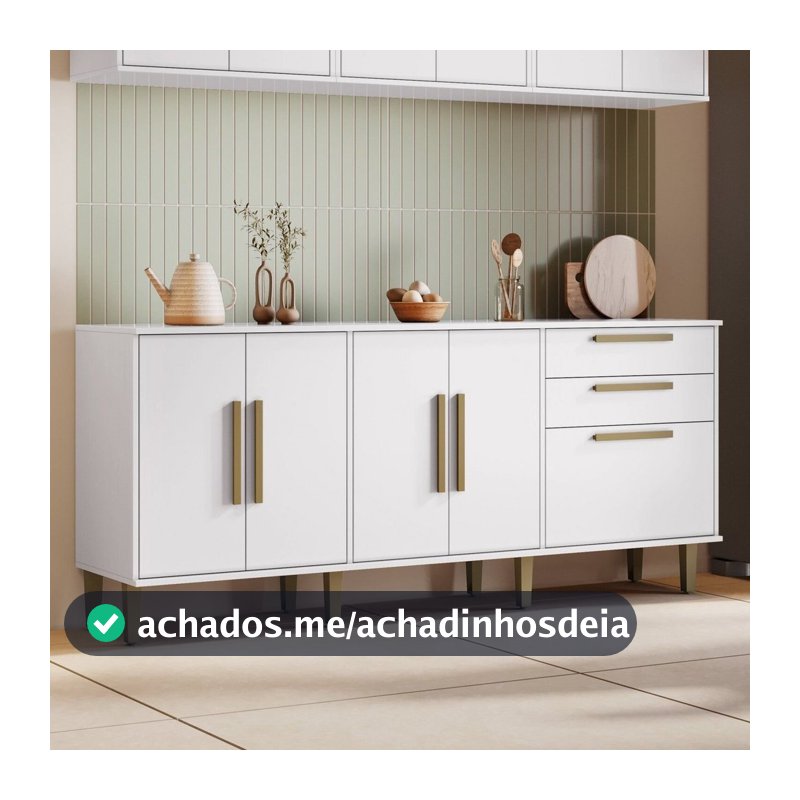 Balcão 5 Portas 2 Gavetas Lorena Branco