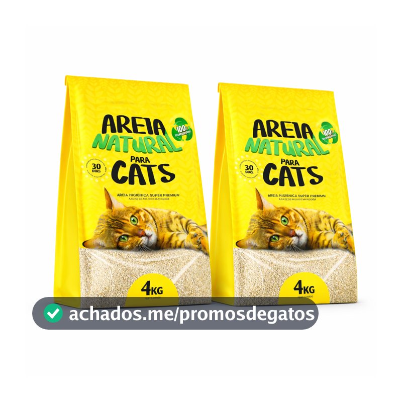 Areia Higiênica Natural Biodegradável Gatos Tiger Cats 4kg forma torroes firmes em 5 minutos kit com 2 unids