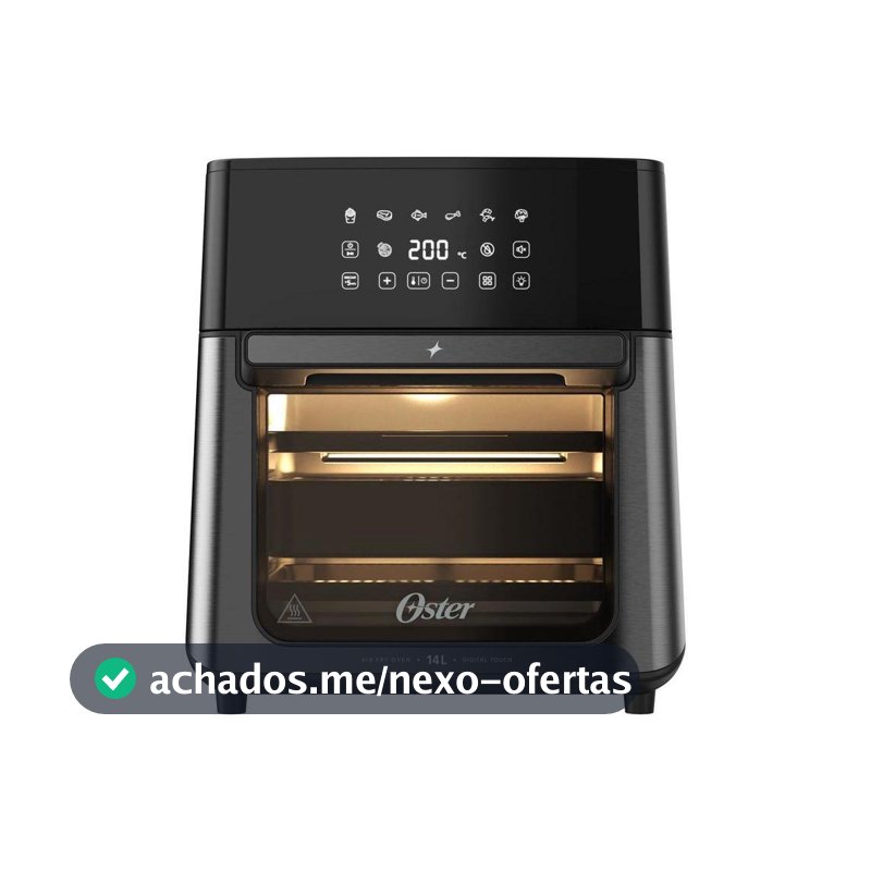Air Fryer Oster OFRT760 Oven 14L Digital com Forno Preta Inox