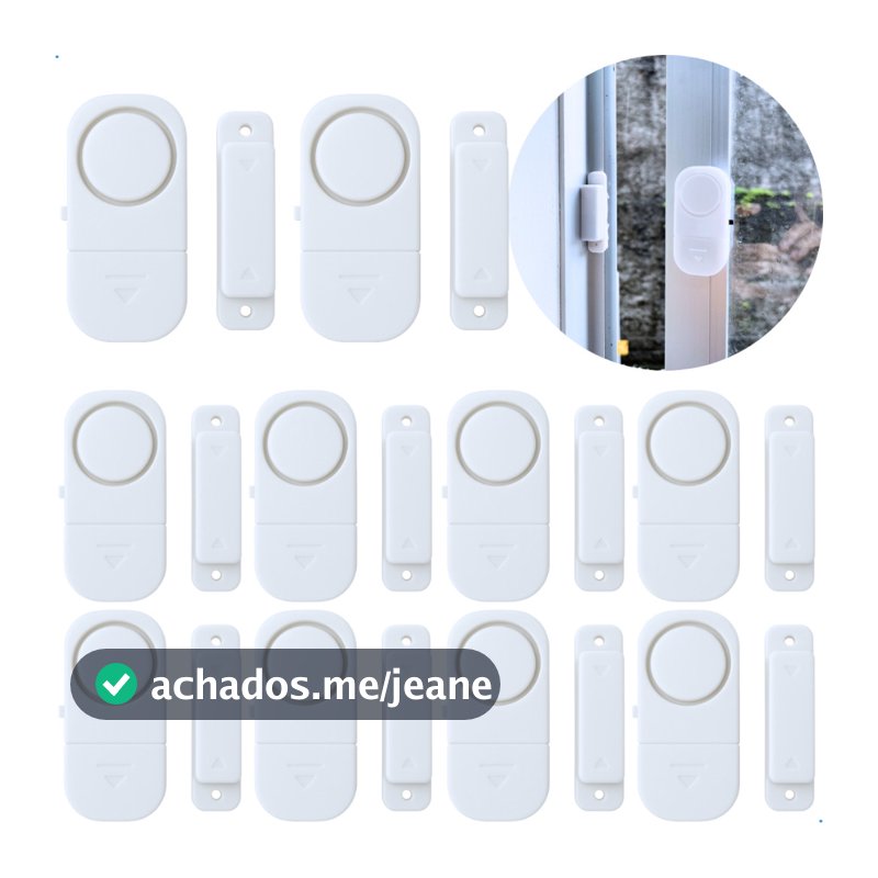Conjunto de 10 alarme residencial sensor de abertura janela e porta,  sonoro magnético sem fio
