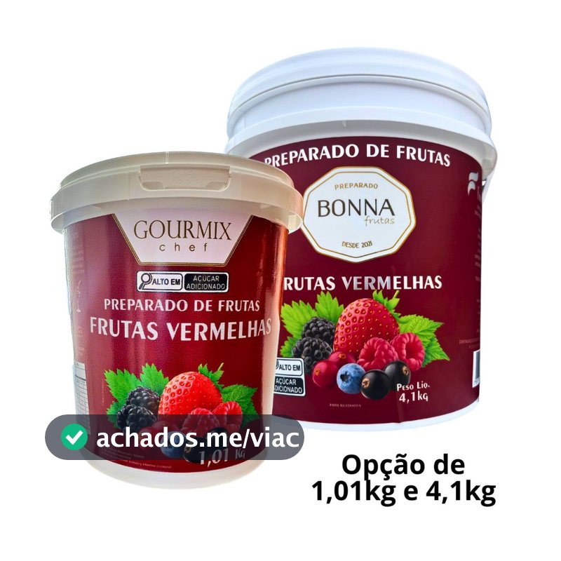 Polpa de Frutas Vermelhas Gourmix Chef  Bonna Frutas 1,01kg e 4,1kg Calda Cobertura Recheio e Drinks