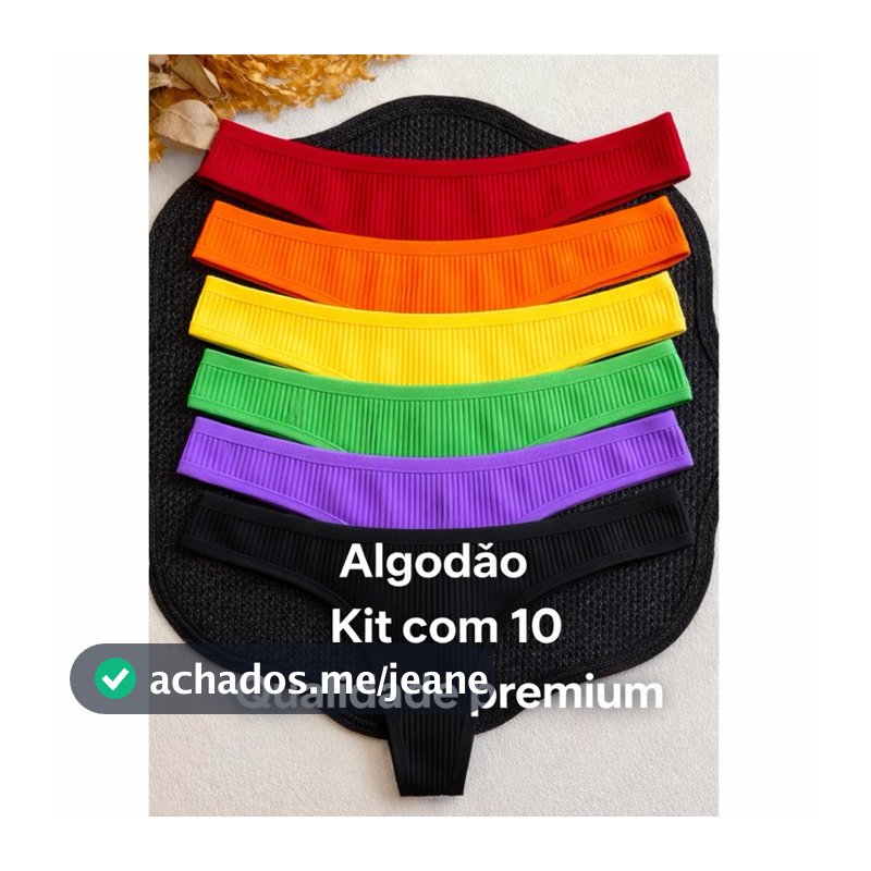 Kit 10 Calcinha Fio Dental Algodão Canelada Feminina Confortável Dia a Dia Academia