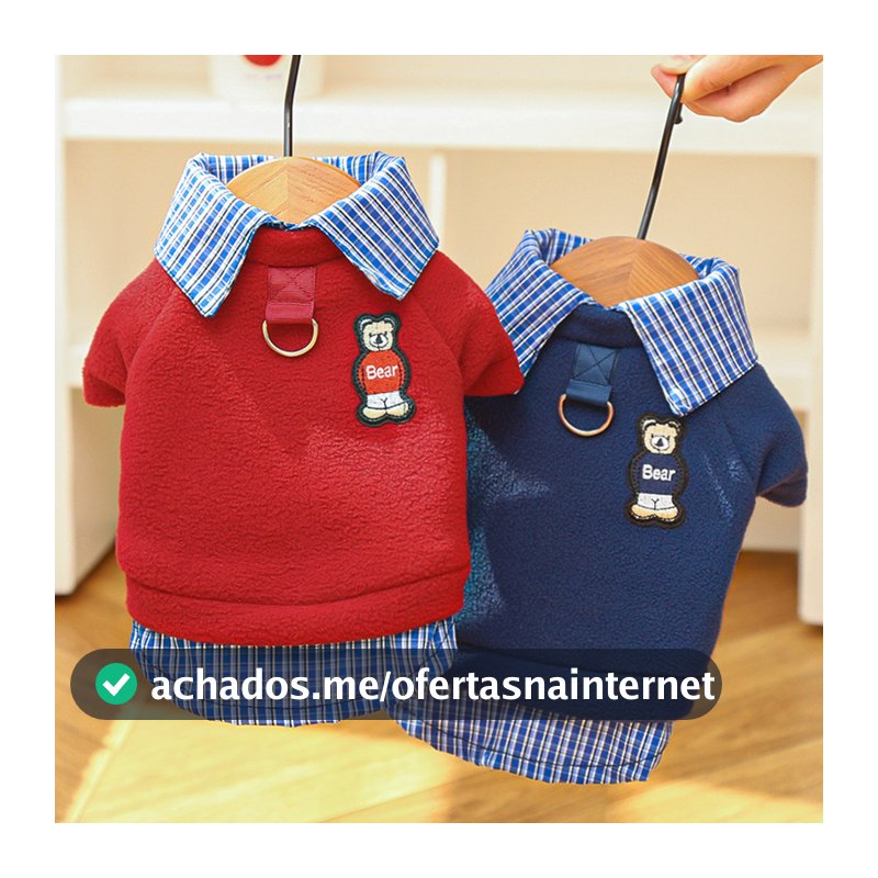 Polo Roupas Para Cães Sólido Xadrez Cão Hoodies Pequenos Inverno Quente Casaco Velo Filhote De Cachorro Moletom Chihuahu