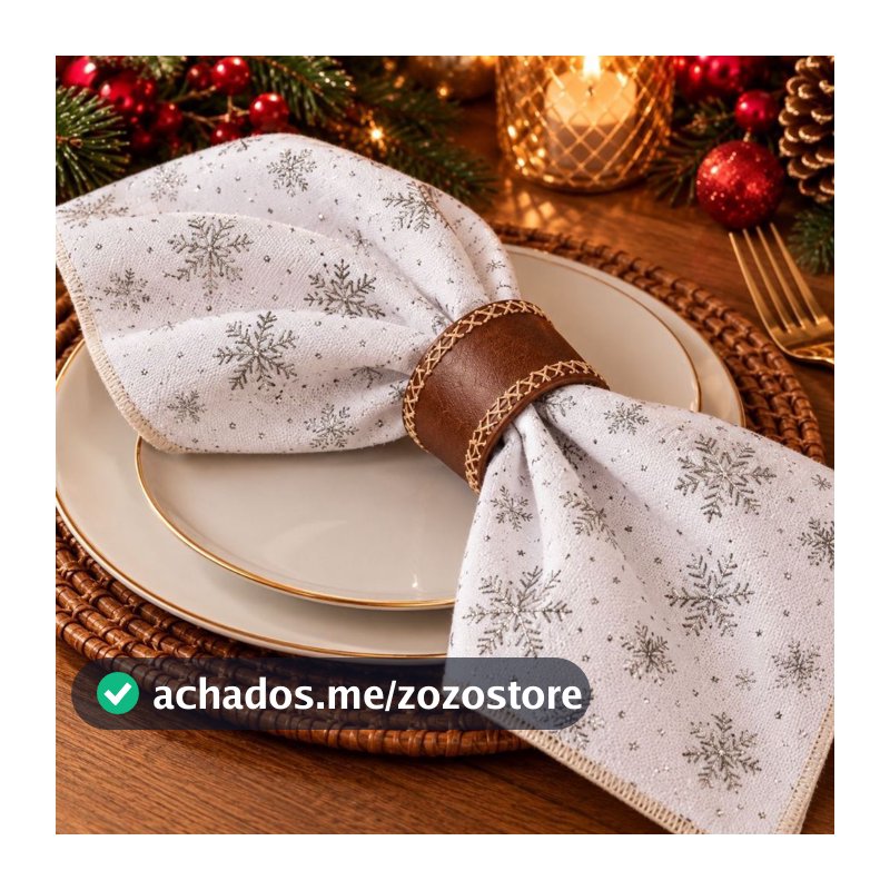 Kit 4/8/12 Guardanapos De Natal Tecido Oxford  35x35cm Com Anel de Couro Para Casa Cozinha Mesa De Jantar Decoração