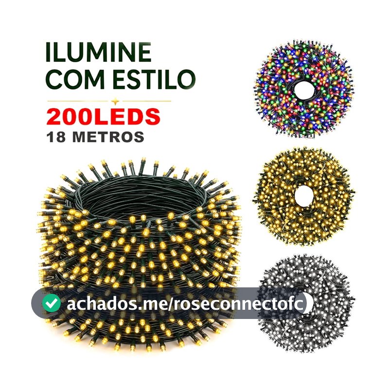 Pisca Cordão 180/200 LED Luz Decorativo 18M Prova D'água Natal Luzes (110v ou 220V)