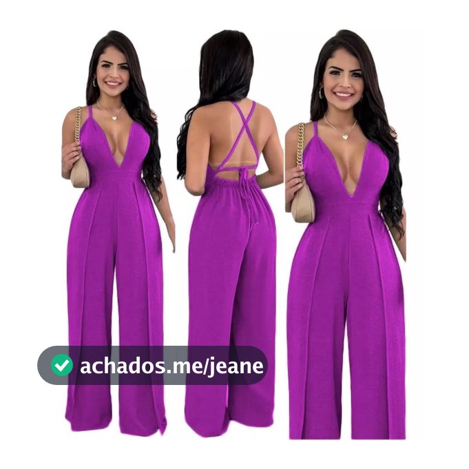 Macacao Feminino Decotado Alcinha 2 Fendas Pantalona