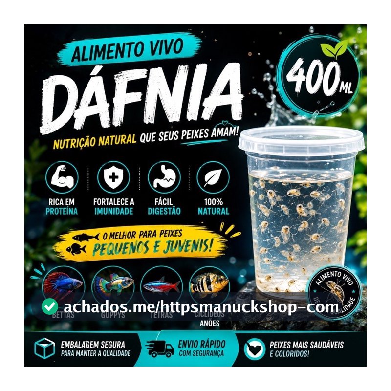1. Dáfnia Viva 400ml | Alimento Vivo para Peixes  | Alto valor proteico| Aquarismo| Ração viva