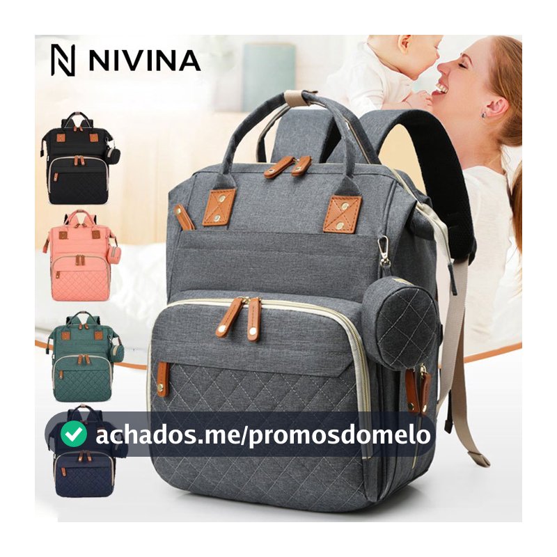 Mochila Bolsa Maternidade Mamãe Bebê Impermeável Porta mamadeira Fralda Menina Menino