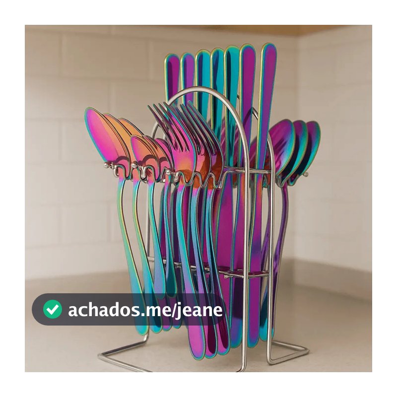 Kit Talheres Inox 24 Peças Inglaterra e Suporte keHome