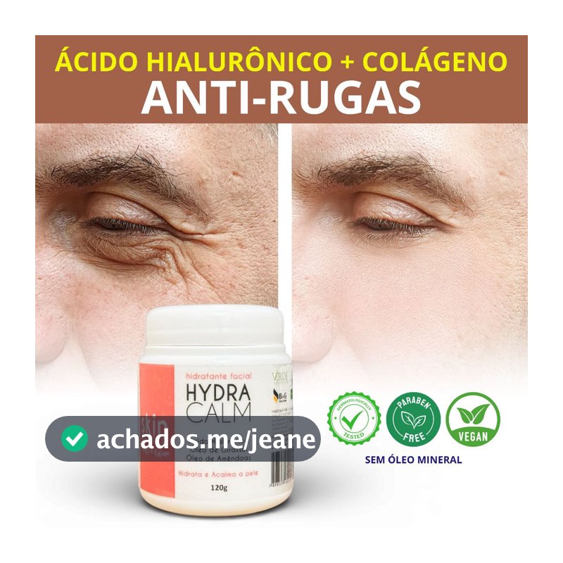 Creme Anti Rugas Ácido Hialurônico Colágeno AntiFlacidez Hidratação Profunda Pele Firme Amendoas