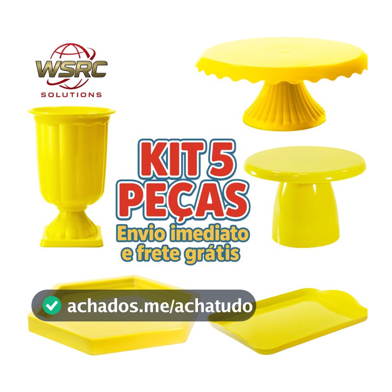Kit Mesa Decorada Luxo 5 Peças para Festa – Suporte de Bolo, Bandejas Decorativas e Vaso Ornamental