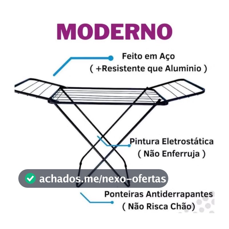 Varal De Chão Com Abas Dobrável Aço Secalux 12kg Varal de Apartamento Retratil