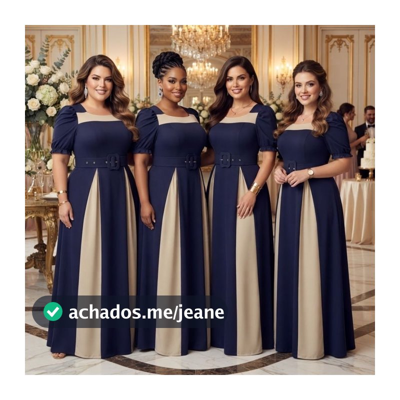Vestido Feminino Longo Bicolor Social Manga Estilosa Cinto Moda Evangélica Plus Size Congresso