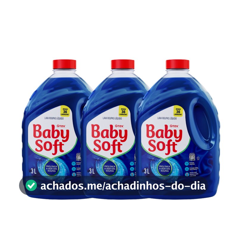 Kit 3 Lava Roupas Liquido Baby Soft Max Performance Azul - 3L