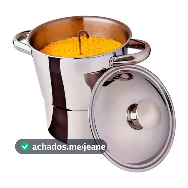 Panela a Vapor Cuscuzeira N 16 Aço Inox Para Cuscuz Nordestino Resistente Reforçada Cuscuzeiro Inquebrável Útil Bazar