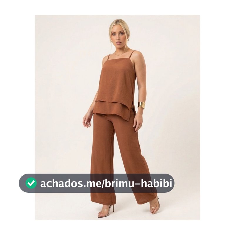 Conjunto Feminino Regata com Alca Regulador Calca Pantalona