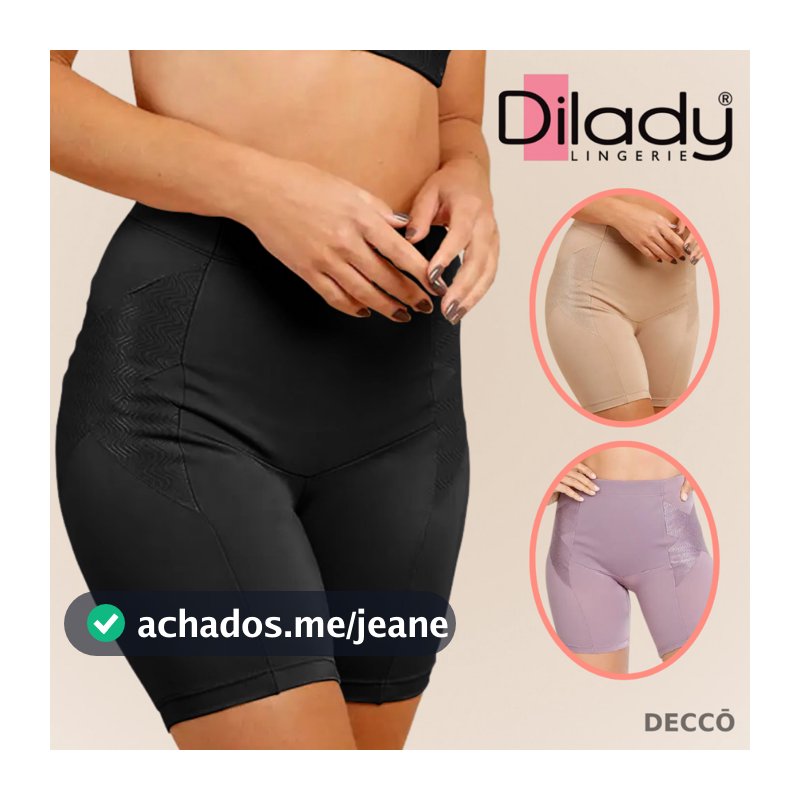 Bermuda Culote Dilady Control Zero Barriga Cintura Alta com Sobreposição em X Extra Sustentação