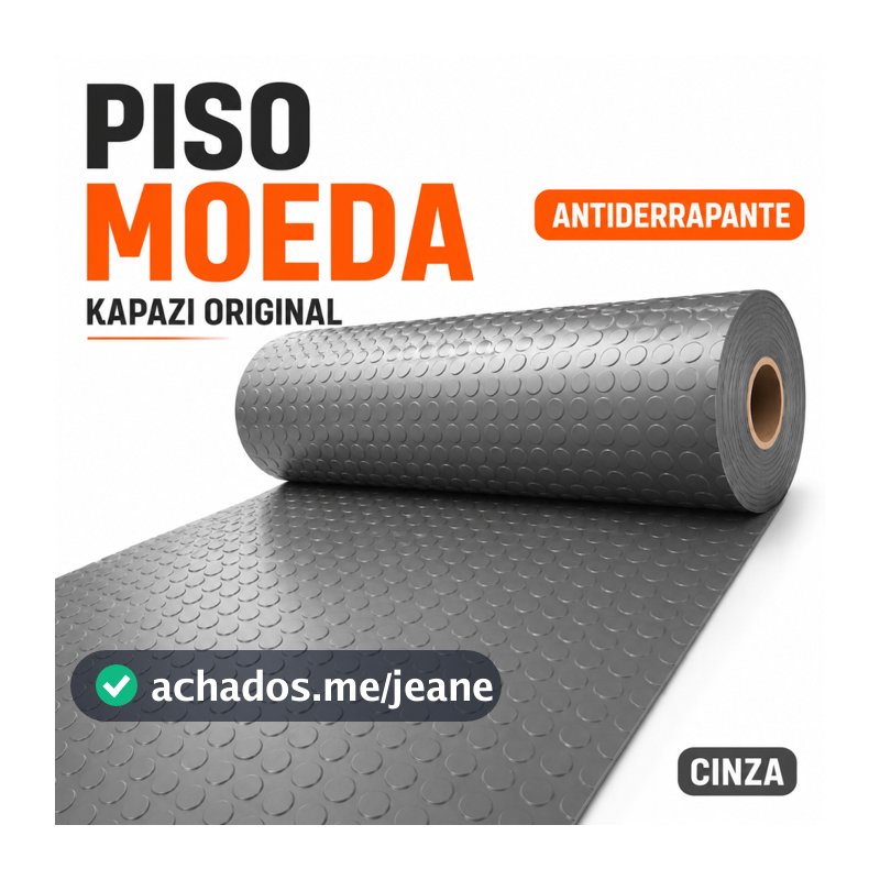 Tapete Piso Moeda Kapazi Cinza Antiderrapante Resistente PVC Garagem Oficina Academia
