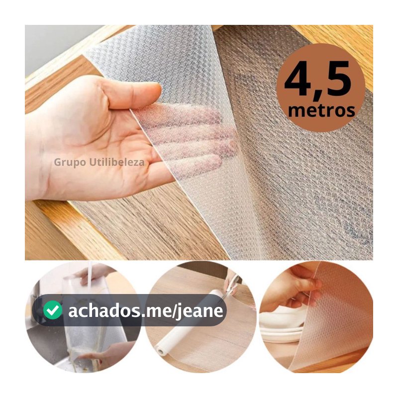 4,5 METROS Forro Antiderrapante para Armário Gaveta Geladeira Guarda Roupas Rolo Tamanho 30cmx90cm