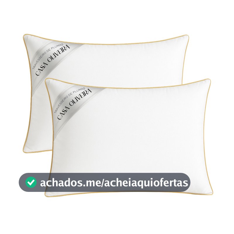 Kit 2 Travesseiro Pluma De Ganso 100% Algodão 300 Fios Antialérgico Hotel 5 Estrelas Macio 70x50cm