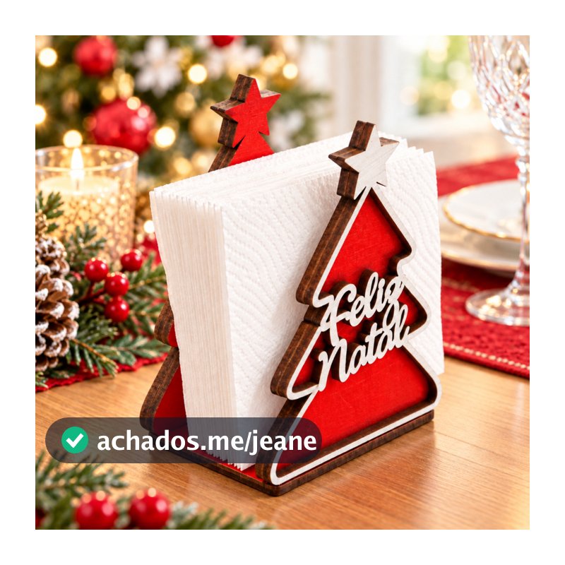 Porta Guardanapo de Mesa Natal MDF Árvore de Natal Decoração Natalina Enfeite para Ceia