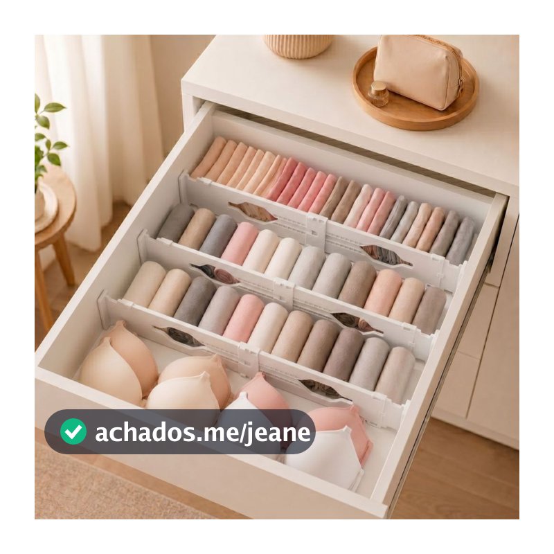 Kit 4 Divisórias Para Gaveta Ajustável Branco Armários Closets IKAZA