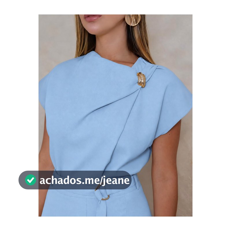 BLUSA FEMININA COM ACESSORIO NO peito atras com botao TECIDO MARRANTE