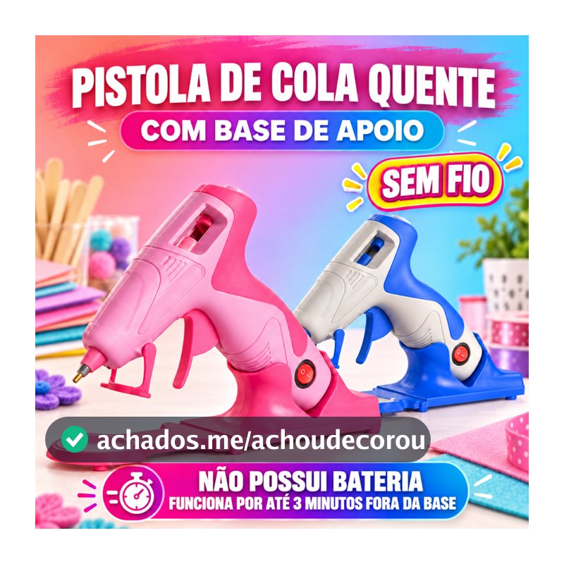 Pistola de Cola Quente Sem Fio artePunto - Bico Fino - 7mm - Azul ou Pink a Escolha