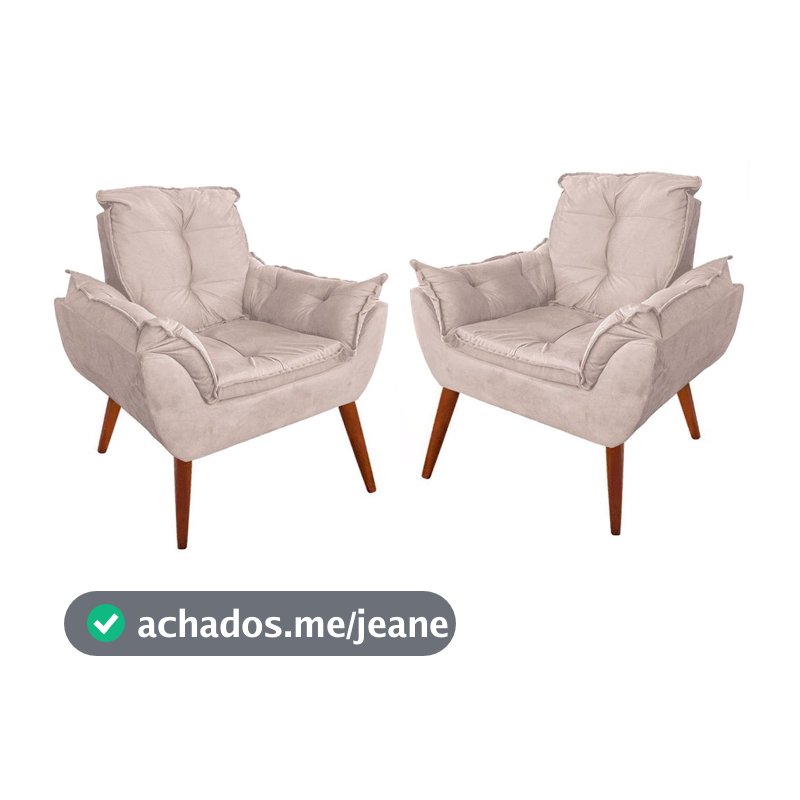 Kit 02 Poltrona Opala Decorativa Sala Quarta Suede Premium Várias Cores Para Amamentação, Recepção