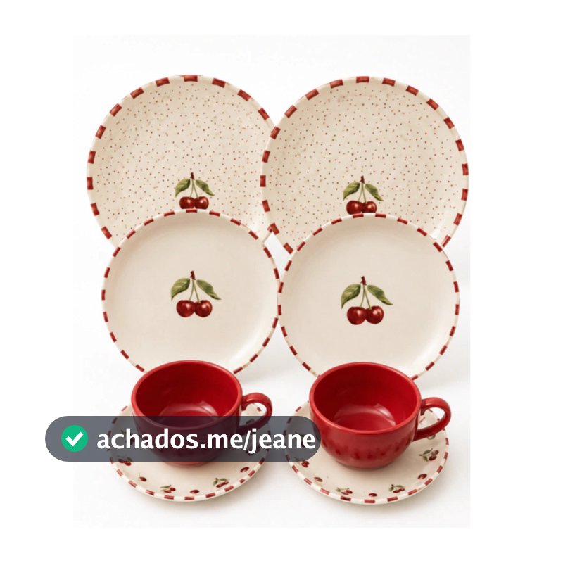 Kit Mesa Posta Cerejinha Charme Luxo 8 Peças Para 2 Pessoas Jantar Elegante Decoração Cozinha
