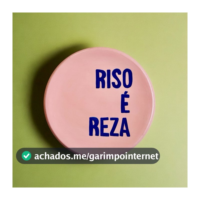 Prato Decorativo  de Parede Riso é Reza Com Suporte Para Pendurar