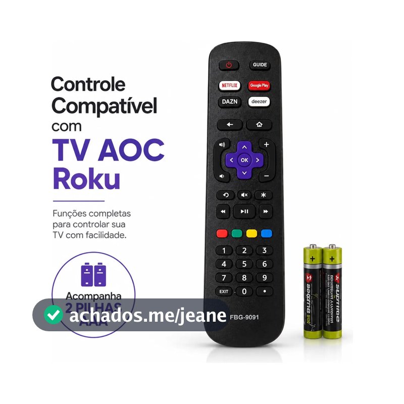 Controle Remoto Smart  Compatível Tv Aoc Roku 4k