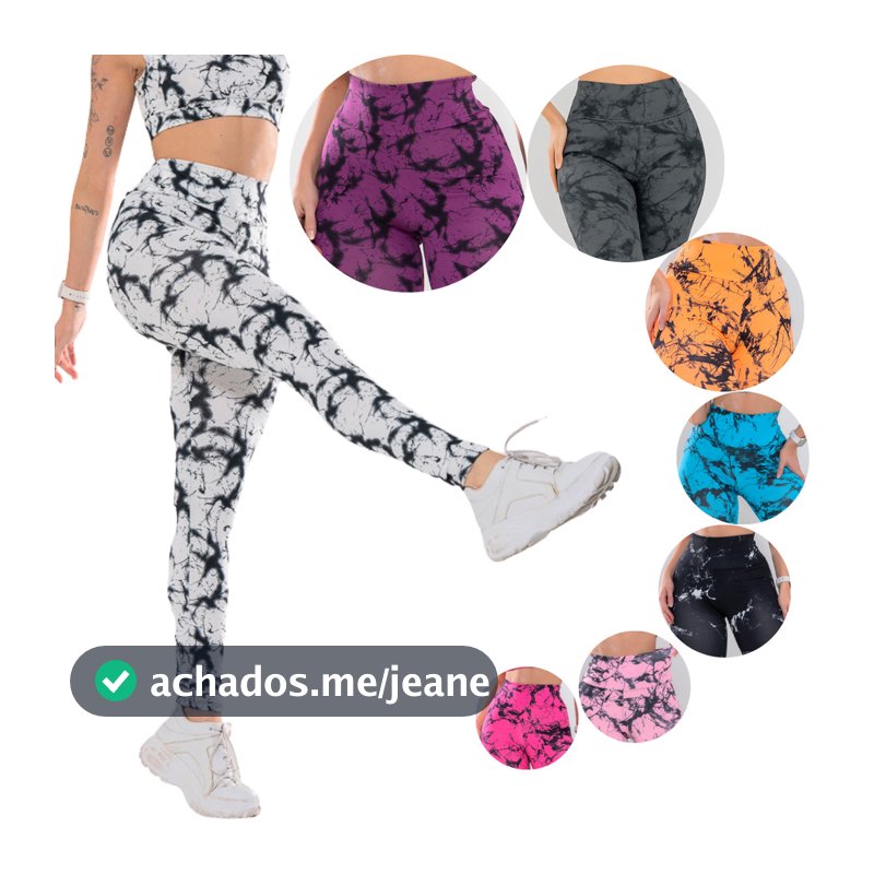 Calça Top ou Short  Ponta De Estoque Marmorizada Feminina Leg para GinasticAcademia