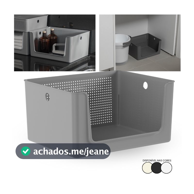 Cesto Organizador 16L Com Abertura Frontal Organização de Lavanderia Armário Banheiro 34 x 27cm