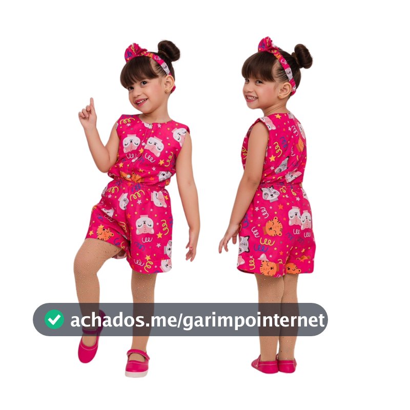 Roupa Infantil Menina Blogueirinha Bolofofos 2, 3, 4 anos | Macacão Infantil Menina