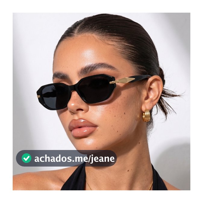Óculos de Sol Premium Preto e Dourado Quadrado Em Alta Retro Vintage Classico uv400 Feminino