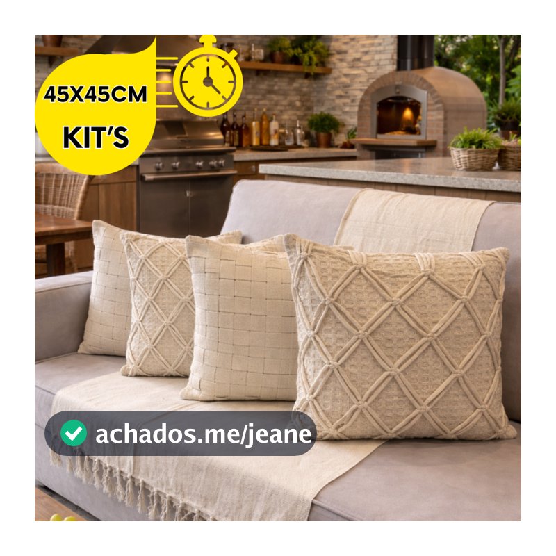 CONJUNTO DE ALMOFADA 1/2/3/4  Algodão Decorativa Boho Chic Trance Pompom Artesanal Rustica Sala Sofá