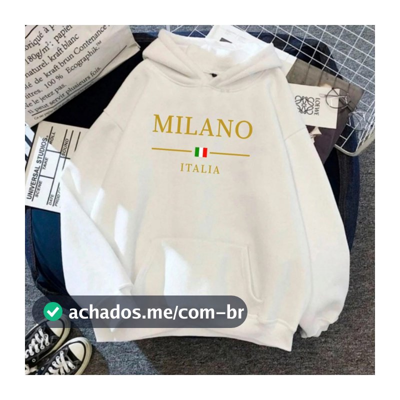 Moletom Canguru Unissex Milano Italia Dourado Agasalho Casaco Blusa De Frio Blusão Capote Flanelado