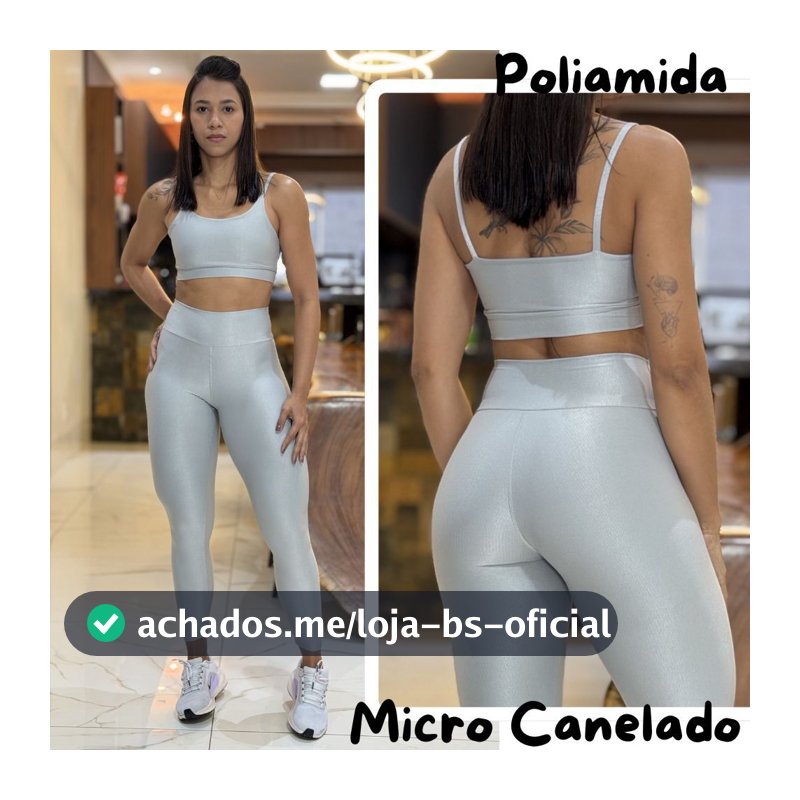 Conjunto de Academia Feminino Micro Canelado Poliamida Glow Fit Zero Transparência