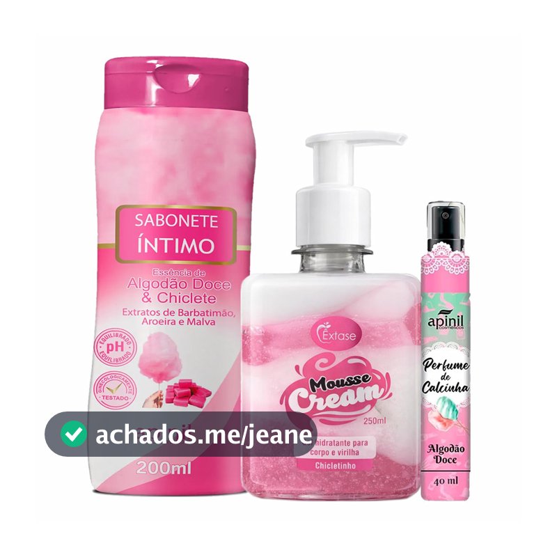 KIT Feminino Hidratante Corporal Creme Beijável + Sabonete Líquido + Perfume Íntimo SEX SHOP
