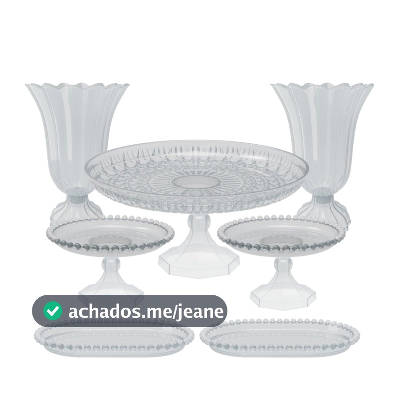 Kit Festa Cristal Completo 7 Peças Boleira Doces Bolo Eventos Cerimônia