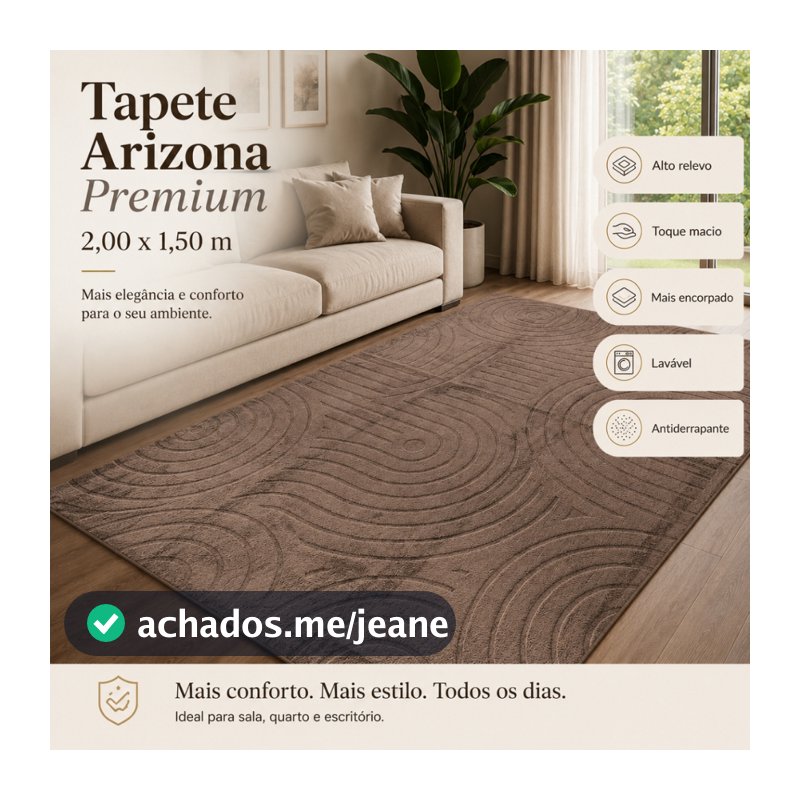 Tapete Sala 2,00x1,50 Alto Relevo Moderno Premium Macio Antiderrapante Quarto Decorativo