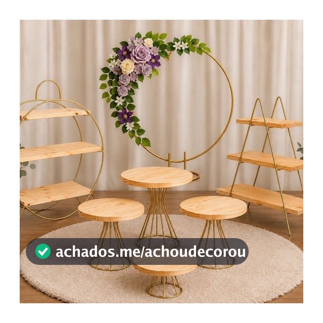 Kit Completo com 5 Boleiras Decorativas + Mini Arco + Doceira Escadinha + Roda gigante Para Aniversário Festas Eventos